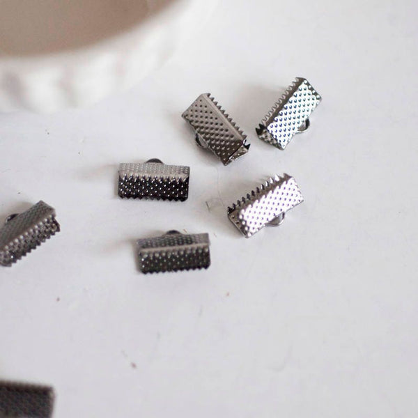 EP Embouts ruban métal metalgun à pincer,fournitures noires,création bijoux,finition ruban,finition chaine,x 10,1cm G286