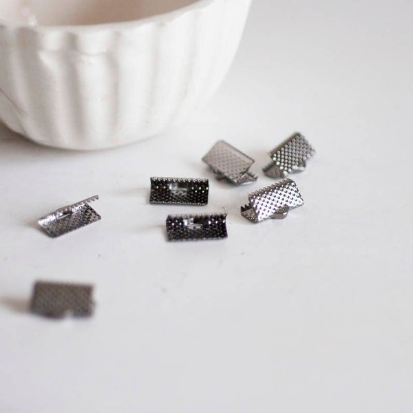 EP Embouts ruban métal metalgun à pincer,fournitures noires,création bijoux,finition ruban,finition chaine,x 10,1cm G286