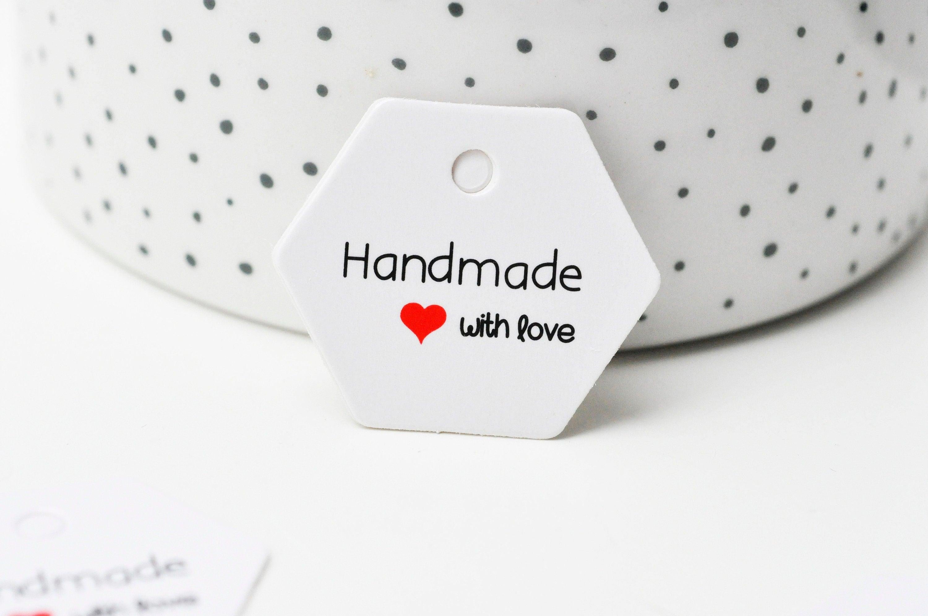 EP-Etiquette kraft fait main avec amour préparation paquet cadeau, emballage cadeau,sachet mariage, 30x35mm, x20 G4148