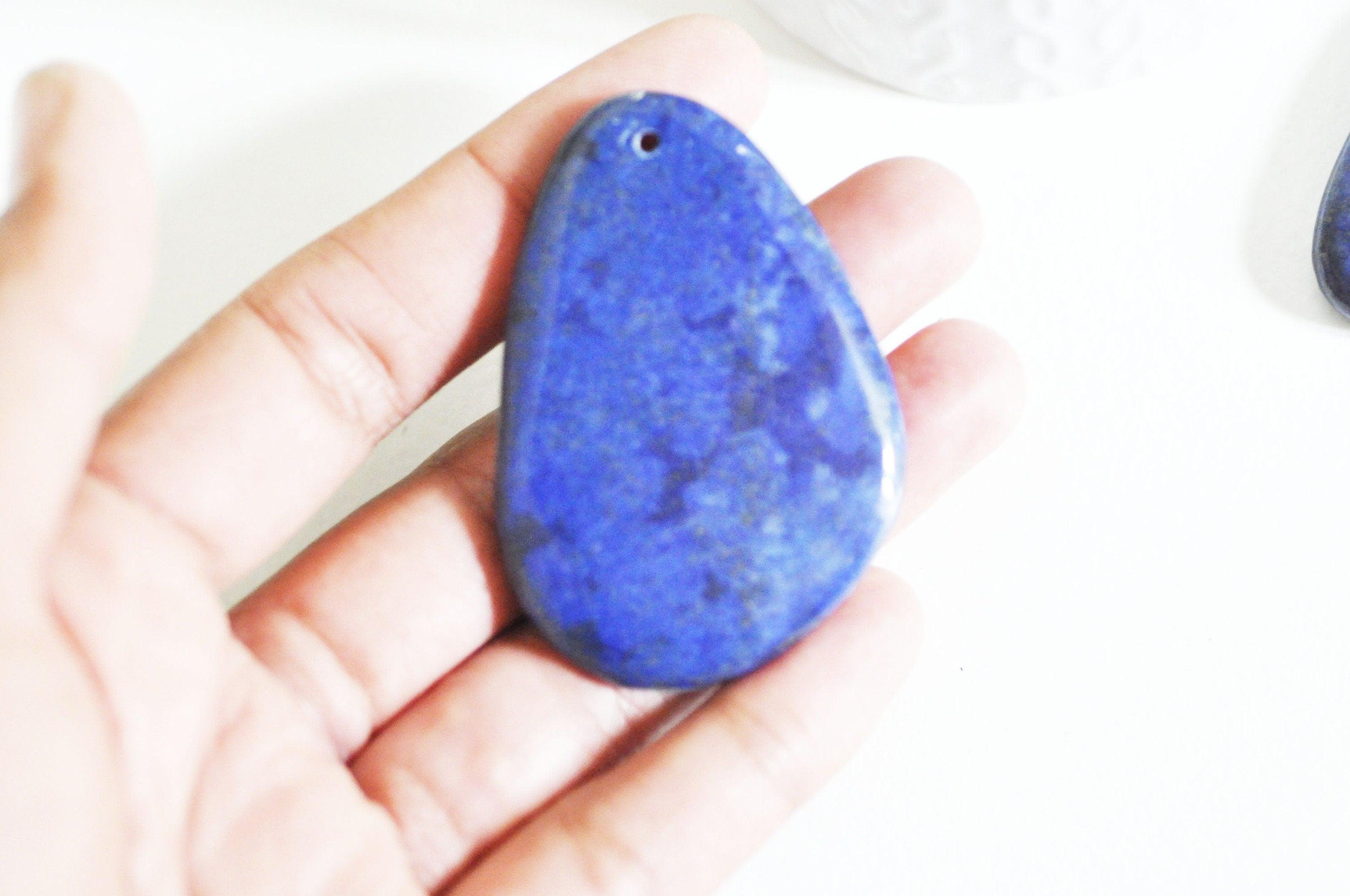 EP Grand pendentif goutte lapis lazulis naturel 60-75mm, x1 (G3433)