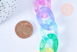 EP-Grosse Chaine acrylique multicolore pastel plastique 20.5x30mm, x1 mètre G6281