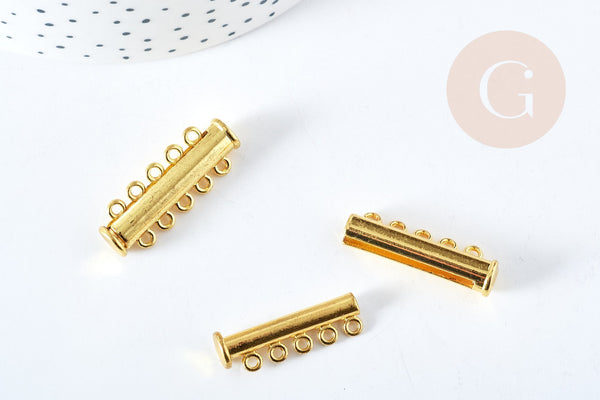 EP-Intercallaire fermoir aimanté double bracelet 2x5 rangs laiton doré 31mm, x1 (G8836)