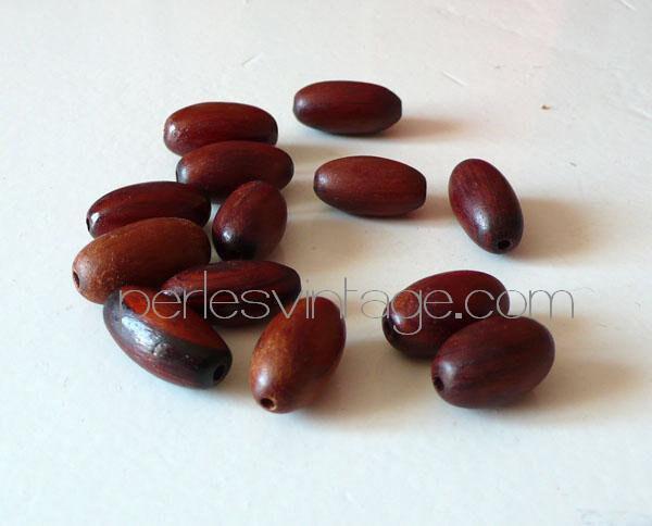 EP Lot Perles ovales Bois caramel