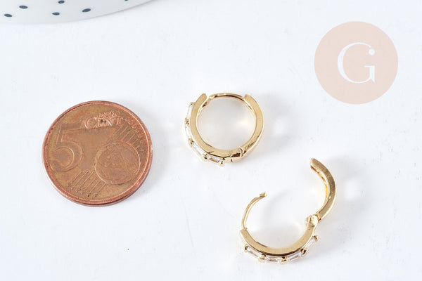 EP-Mini créoles zircons laiton doré 18K 15mm, la paire (G8760)