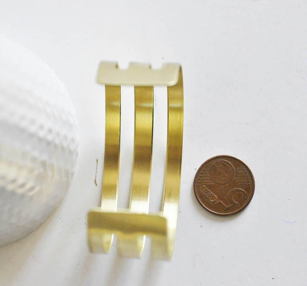 EP NE PAS RENOUVELER Bracelet manchette rayures laiton brut largeur 20mm, x1 (G4878)