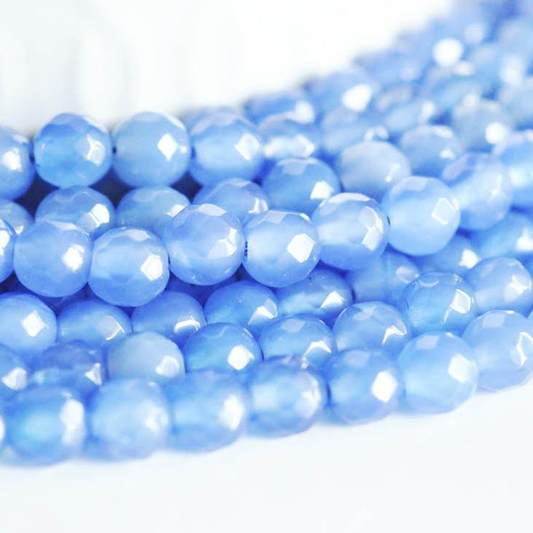 EP NE PAS RENOUVELER Perle agate bleue, perle agate naturelle pierre,perle facette,6mm,fil de 36cm G889