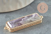 EP-Pendentif Connecteur rectangle améthyste naturelle laiton doré 34mm,x1 G3935
