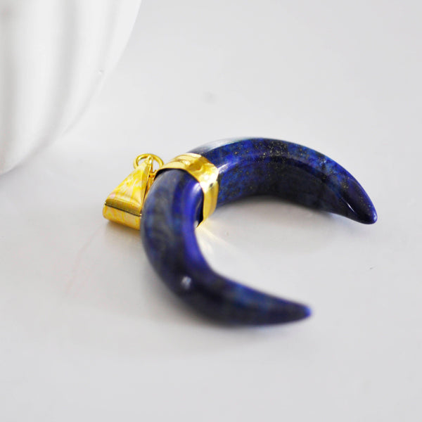 EP Pendentif Lune Lapis Lazulis,creation bijou, Pendentif bijoux, pendentif pierre, pierre naturelle, lapis lazulis naturelle, 32mm-G1377