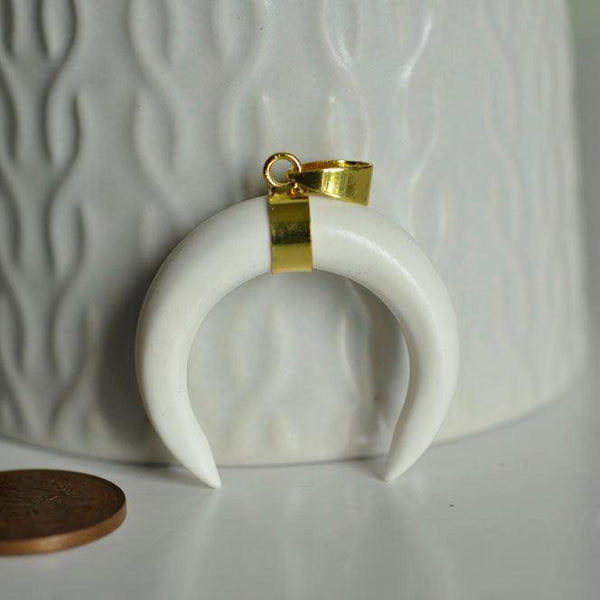 EP Pendentif Lune Turquoise blanche,creation bijou, Pendentif bijoux, pendentif pierre, pendentif turquoise, turquoise blanche, 32mm-G792