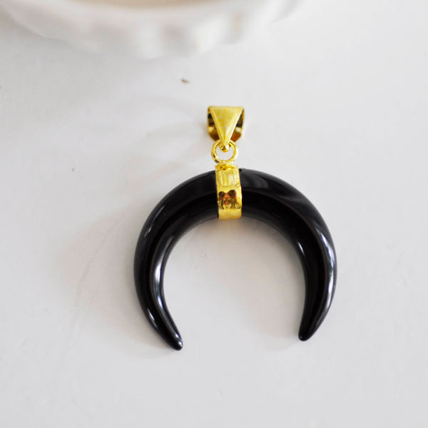 EP Pendentif Lune agate noire,creation bijou, Pendentif bijoux, pendentif pierre, pierre naturelle, agate naturelle, 32mm-G837