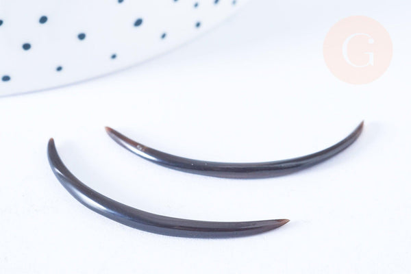 EP Pendentif Lune corne noire naturelle 47x2.5mm, pendentif lune en corne naturelle noire, piercing écarteur corne naturelle x1- G6483