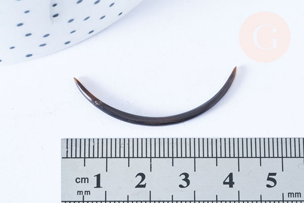 EP Pendentif Lune corne noire naturelle 47x2.5mm, pendentif lune en corne naturelle noire, piercing écarteur corne naturelle x1- G6483