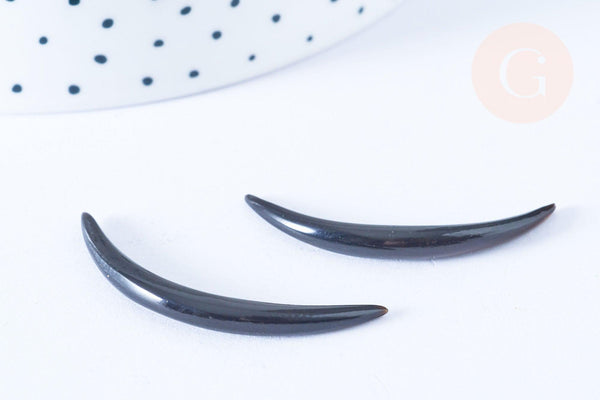 EP Pendentif Lune corne noire naturelle 47x4mm, pendentif lune en corne naturelle noire,piercing écarteur corne naturelle x1- G6485