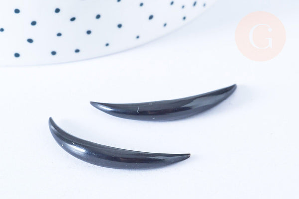 EP Pendentif Lune corne noire naturelle 47x5mm, pendentif lune en corne naturelle noire, piercing écarteur corne naturelle x1 - G6484