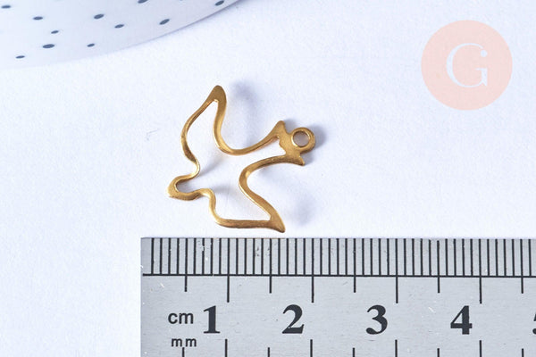 EP Pendentif Oiseau Colombe laiton brut 22mm, x2 (G6519)