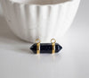EP Pendentif Pointe double anneau Bleu nuit pailleté, pendentif pierre, support doré,bojou pierre,pierre naturelle, 32mm G5418