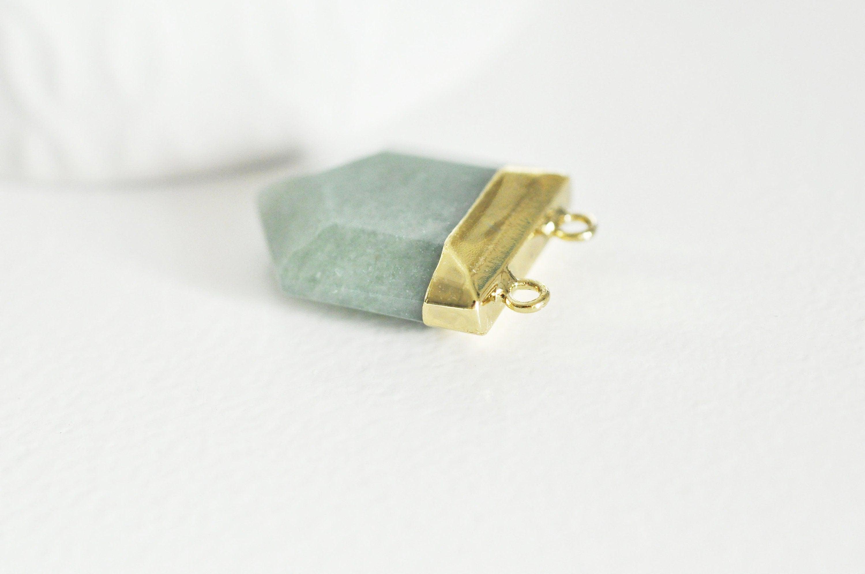 EP Pendentif aventurine hexagone doré,pendentif bijoux pierre,pendentif pierre,aventurine naturelle,pendentif aventurine,28mm,G2983