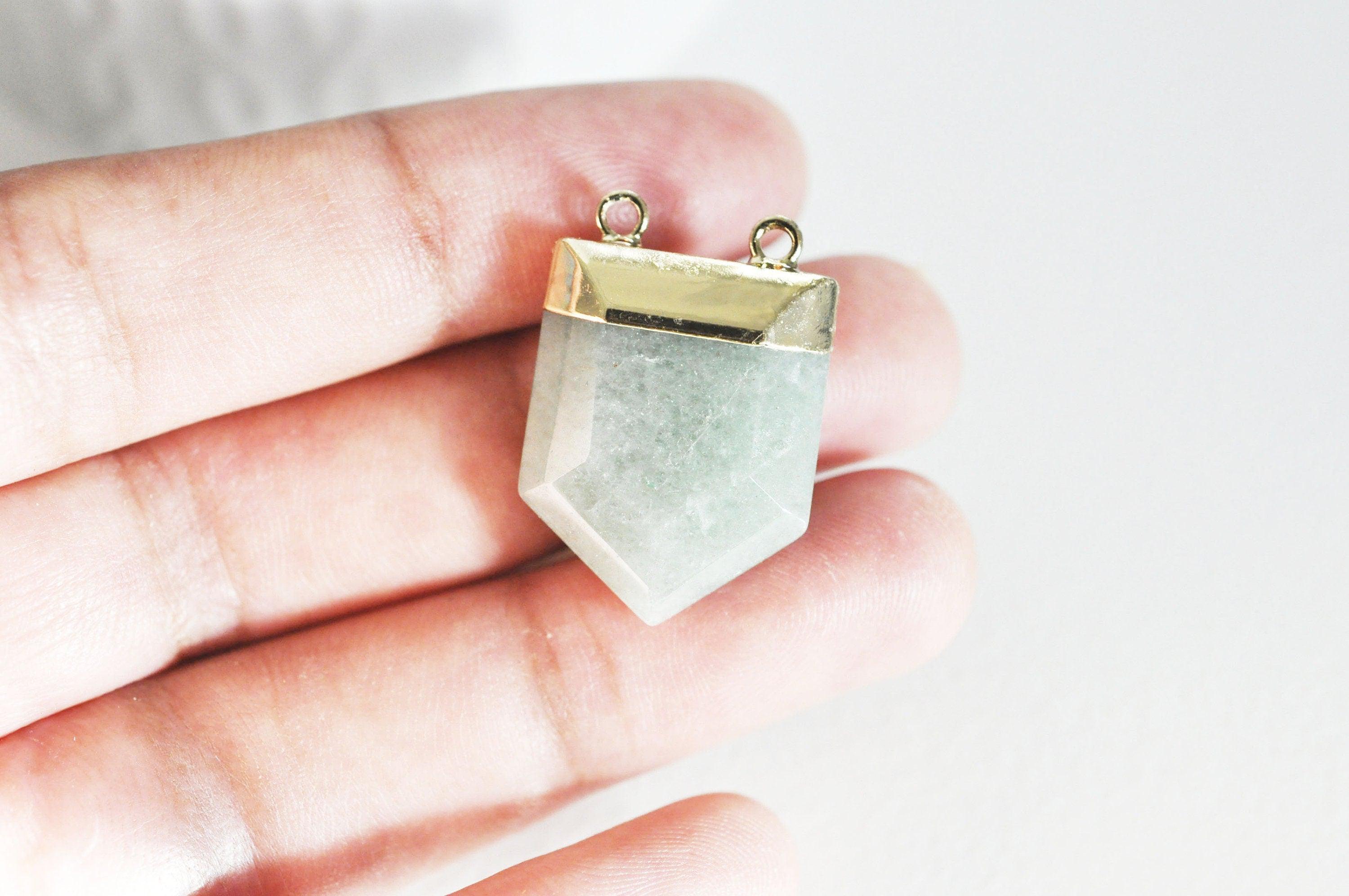 EP Pendentif aventurine hexagone doré,pendentif bijoux pierre,pendentif pierre,aventurine naturelle,pendentif aventurine,28mm,G2983