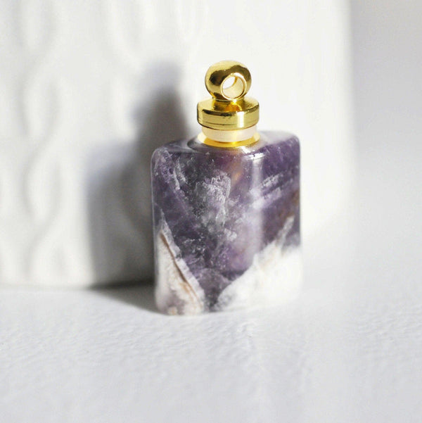 EP Pendentif bouteille parfum améthyste naturelle,pendentif pierre naturelle,pendentif collier,pendentif améthyste Naturelle,33mm, x1,G2791
