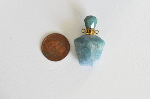 EP Pendentif bouteille parfum quartz vert naturel 39mm, x1,G2792