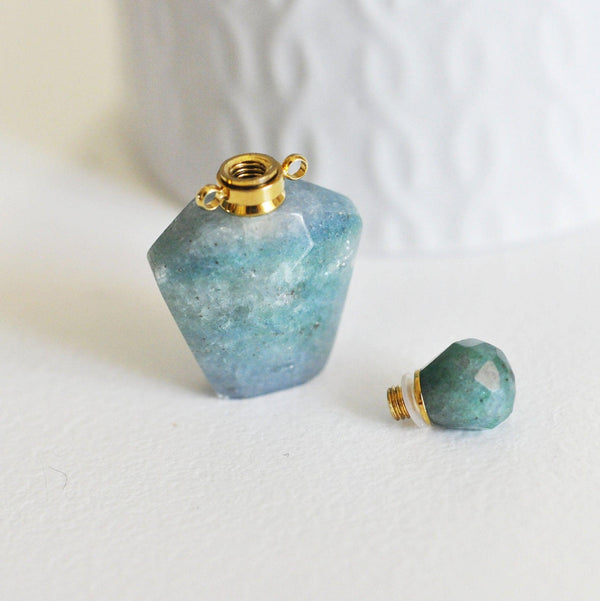 EP Pendentif bouteille parfum quartz vert naturel 39mm, x1,G2792