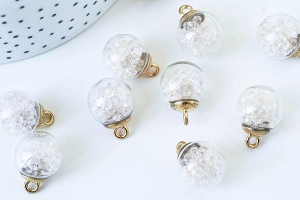 EP Pendentif bulle verre transparent cristal 22mm, x1 (G5709)