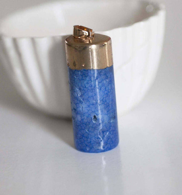 EP Pendentif colonne agate bleue,fournitures créatives,agate naturelle,pendentif pierre, support doré, création bijoux, pierre naturelle G3531