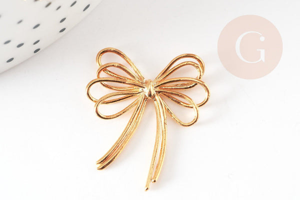 EP-Pendentif connecteur noeud papillon laiton doré 16K 29mm,pendentif doré pour création bijoux DIY, x1 G9239