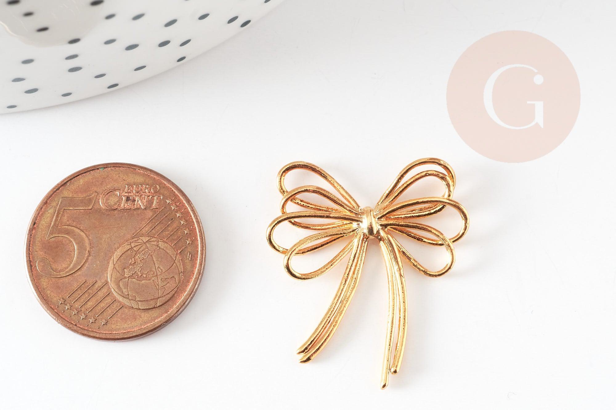 EP-Pendentif connecteur noeud papillon laiton doré 16K 29mm,pendentif doré pour création bijoux DIY, x1 G9239