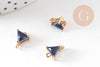 EP-Pendentif connecteur triangle doré cristal bleu saphir 11x8mm, x1 (G5889)