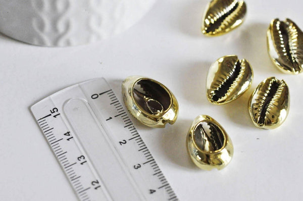 EP Pendentif coquillage cauri doré, coquillage naturel,cauri doré,création bijou, coquillage bijou,coquillage or,20mm,les 5 G8154