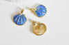 EP Pendentif coquillage doré bleu 24.5mm,x 2 -G0371