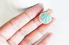 EP Pendentif coquillage doré bleu ciel 24.5mm,x 2,G2958