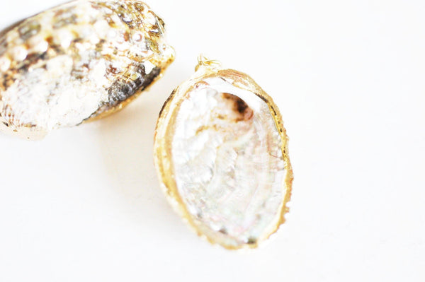 EP Pendentif coquillage naturel doré, fourniture créative, pendentif doré, création bijoux, coquillage bijou,coquillage or, 30-40mm-G1203