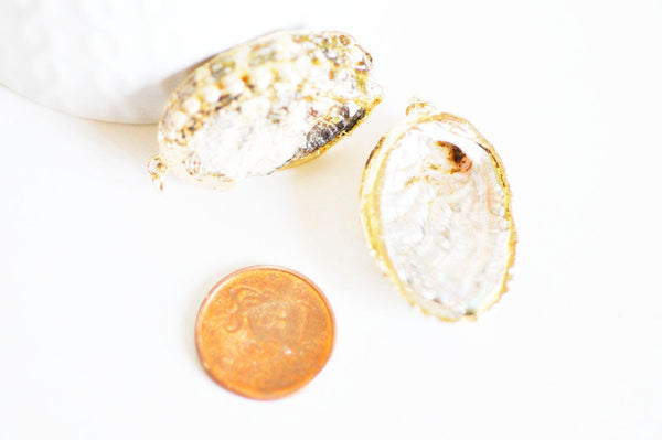 EP Pendentif coquillage naturel doré, fourniture créative, pendentif doré, création bijoux, coquillage bijou,coquillage or, 30-40mm-G1203