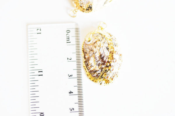 EP Pendentif coquillage naturel doré, fourniture créative, pendentif doré, création bijoux, coquillage bijou,coquillage or, 30-40mm-G1203