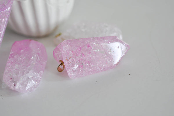 EP Pendentif cristal rose, fournitures créatives, pendentif pierre, support doré, création bijoux, pierre naturelle,quartz rose,quartz naturel