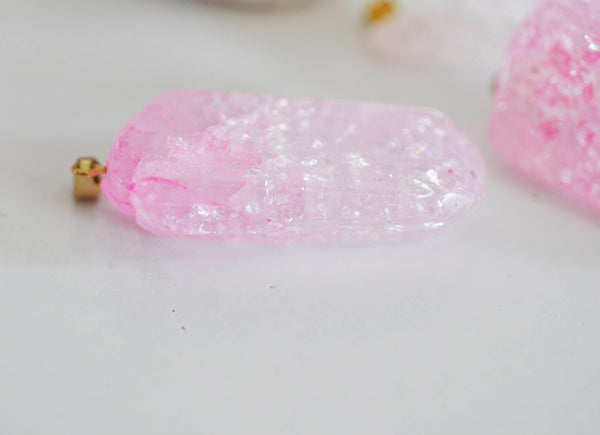 EP Pendentif cristal rose, fournitures créatives, pendentif pierre, support doré, création bijoux, pierre naturelle,quartz rose,quartz naturel