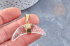 EP Pendentif croissant de lune Cristal de roche naturel support laiton doré 42mm, pierre naturelle x1 G8680