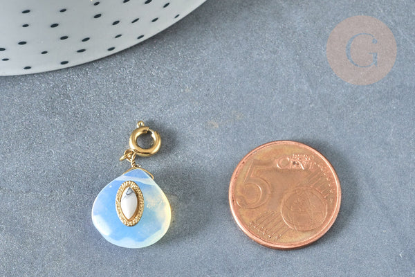 EP-Pendentif goutte amulette opalite acier inoxydable doré 21mm, x1 G7643