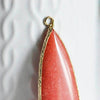 EP Pendentif goutte jade rouge doré, fournitures créatives,pendentif jade, pendentif pierre,jade naturel, jade rouge,58mm-G1766