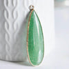 EP Pendentif goutte jade vert doré, fournitures créatives,pendentif jade, pendentif pierre,jade naturel, jade vert,58mm, x1, G2529