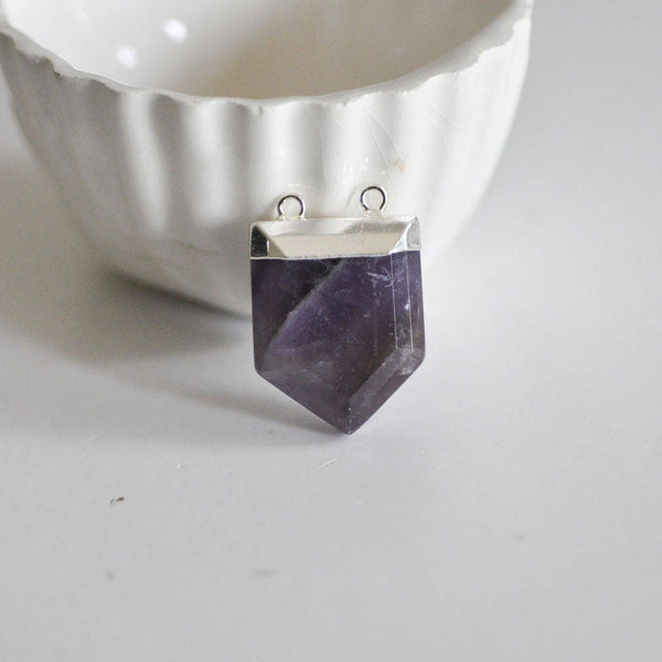 EP Pendentif hexagone améthyste violette,fournitures créatives, pendentif pierre, support argenté, création bijoux, pierre naturelle, 33mm-G586