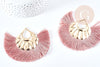 EP Pendentif large pompon fil rose clair support fer doré 85-92mm,pendentif bijoux xxL, x2 (G8374)