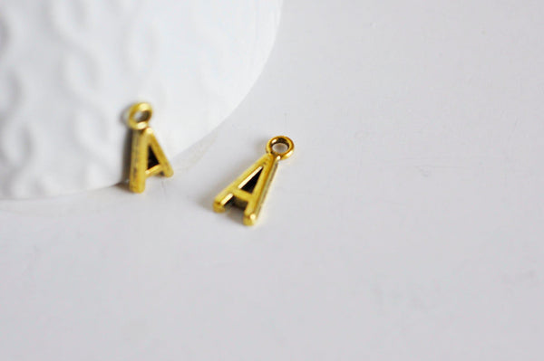 EP Pendentif lettre pour A doré, fourniture créative, alphabet,pendentif lettre alphabet,argent tibétain doré,création bijoux,x 10, 16mm