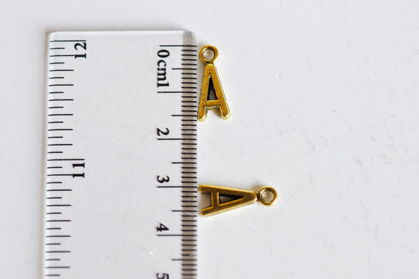 EP Pendentif lettre pour A doré, fourniture créative, alphabet,pendentif lettre alphabet,argent tibétain doré,création bijoux,x 10, 16mm