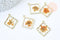 EP Pendentif losange résine fleur séchée 30mm, pendentif paquerette blanche et or, création de bijoux originaux, x1 G5595