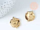 EP-Pendentif médaille oeil acier doré inoxydable 22.5mm, un joli pendentif pour la création de bijoux DIY, x1 G6333