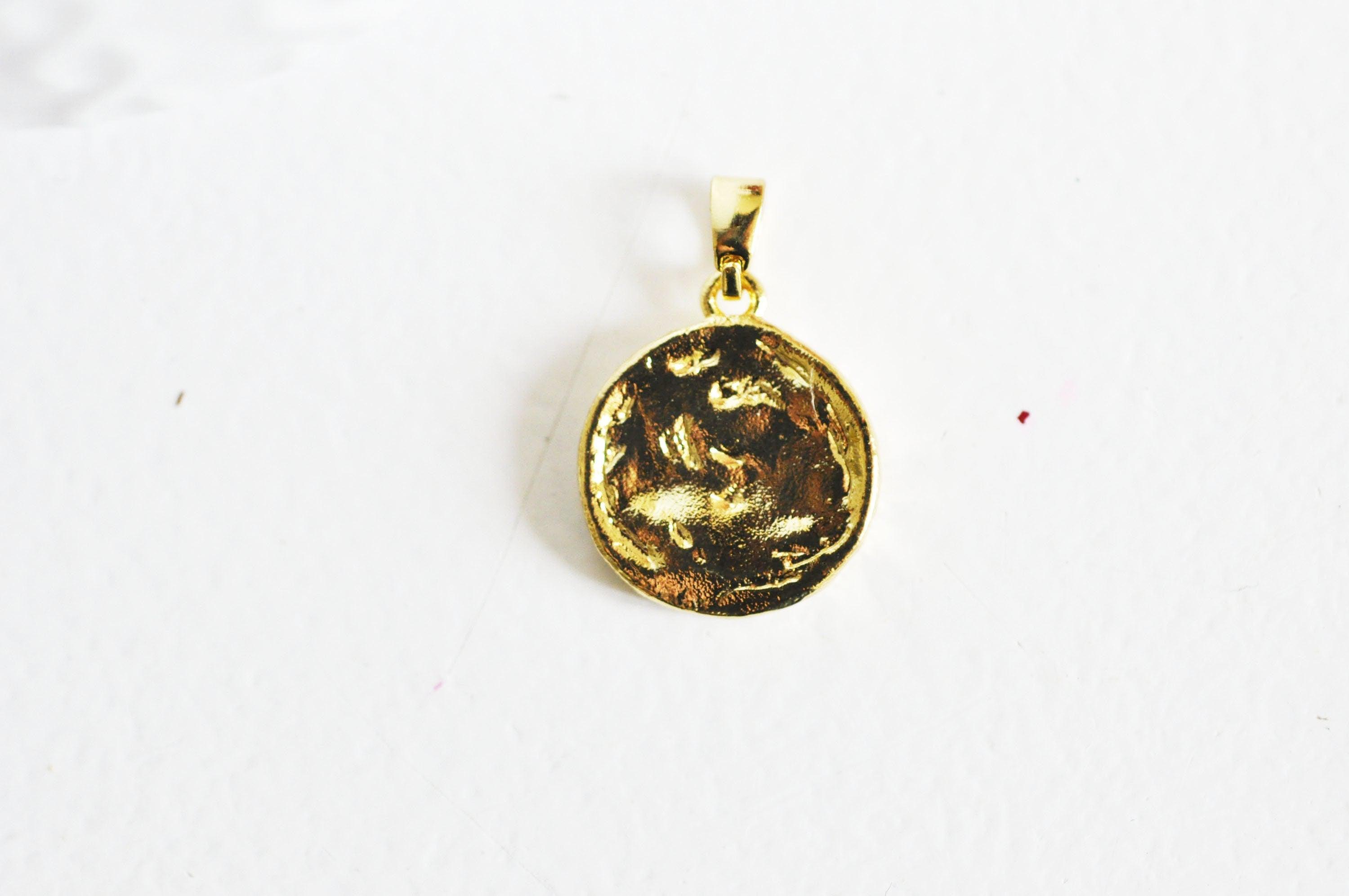EP Pendentif médaille ronde capricorne laiton doré 18K 16.5mm, x1 (G5333)