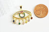 EP-Pendentif oeil doré cristal zircon coloré, porte-bonheur en laiton doré mauvais oeil pour création bijoux,28mm, x1,G3375